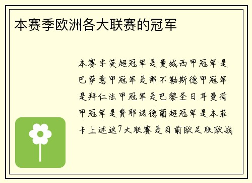 本赛季欧洲各大联赛的冠军